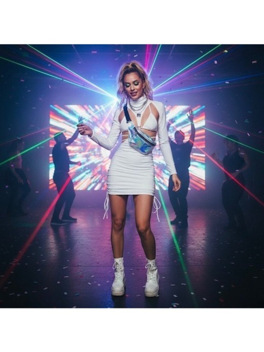 Dolls Kill White Strappy Cutout Ruched Sides Mini Dress| Rave Cyber Grunge Siren - Picture 13 of 13